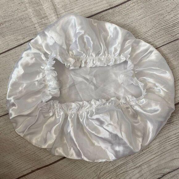 Women’s satin night cap w/elastic band white one size - Picture 4 of 6